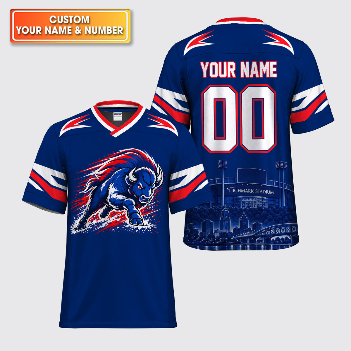 Custom Buffalo Mascot American Football Jersey - Personalized Name And Number