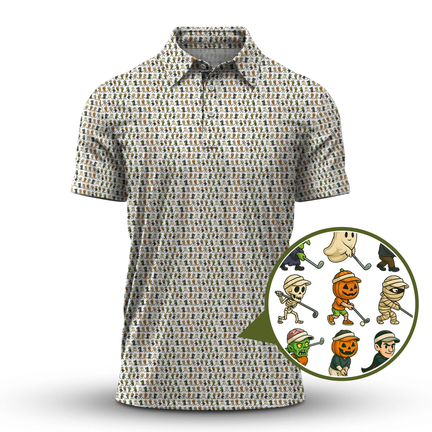 Crazy Pattern Golf Shirt, Halloween Golf Shirt For Men, Funny Golf Shirt, Golf Gift For Golfer
