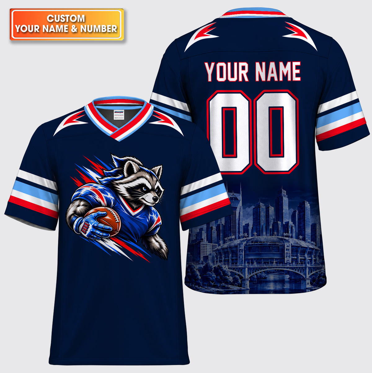 Custom Raccoon Mascot American Football Jersey