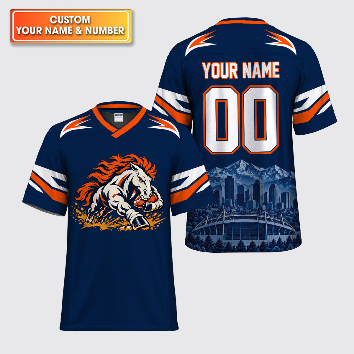 Custom Horse Mascot American Football Jersey - Personalized Name And Number