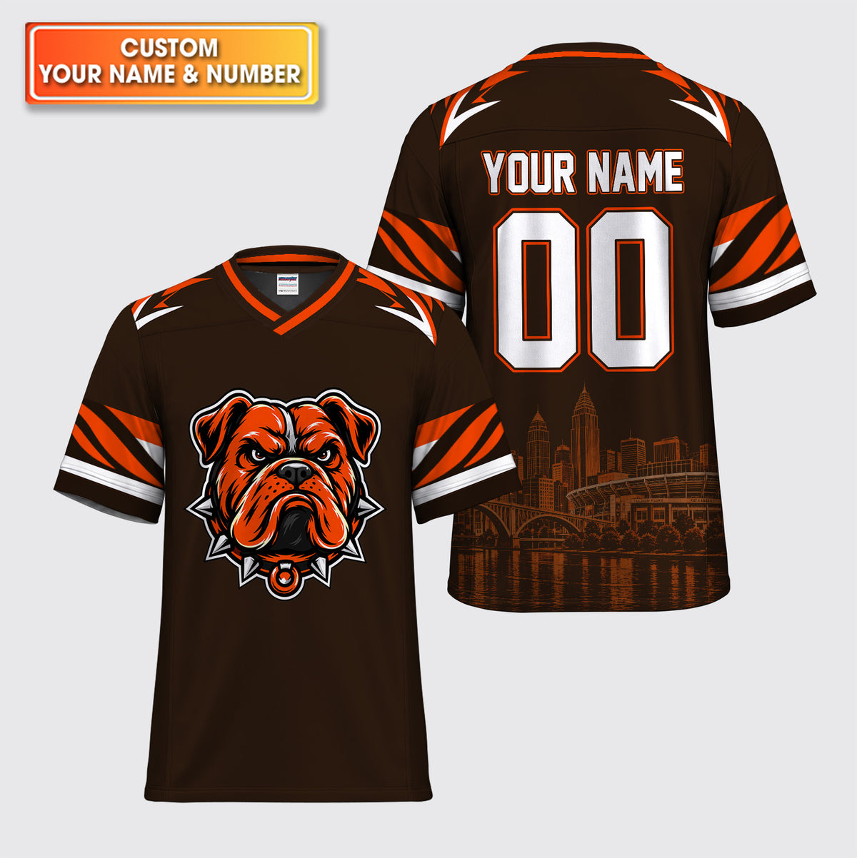 Custom Bulldog Mascot American Football Jersey - Personalized Name And Number