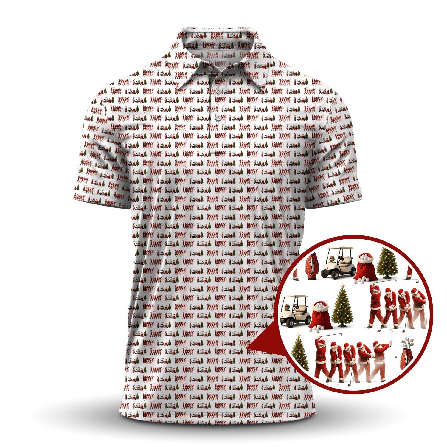 Christmas Golf Shirt, Xmas Golf Shirt For Golfer, Funny Pattern Golf Shirt For Men