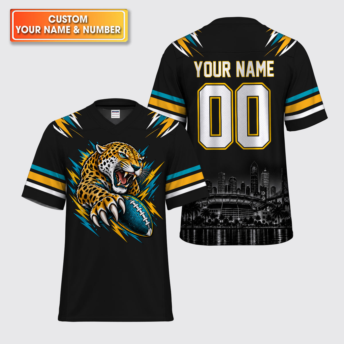 Roaring Jaguar Mascot Custom American Football Jersey