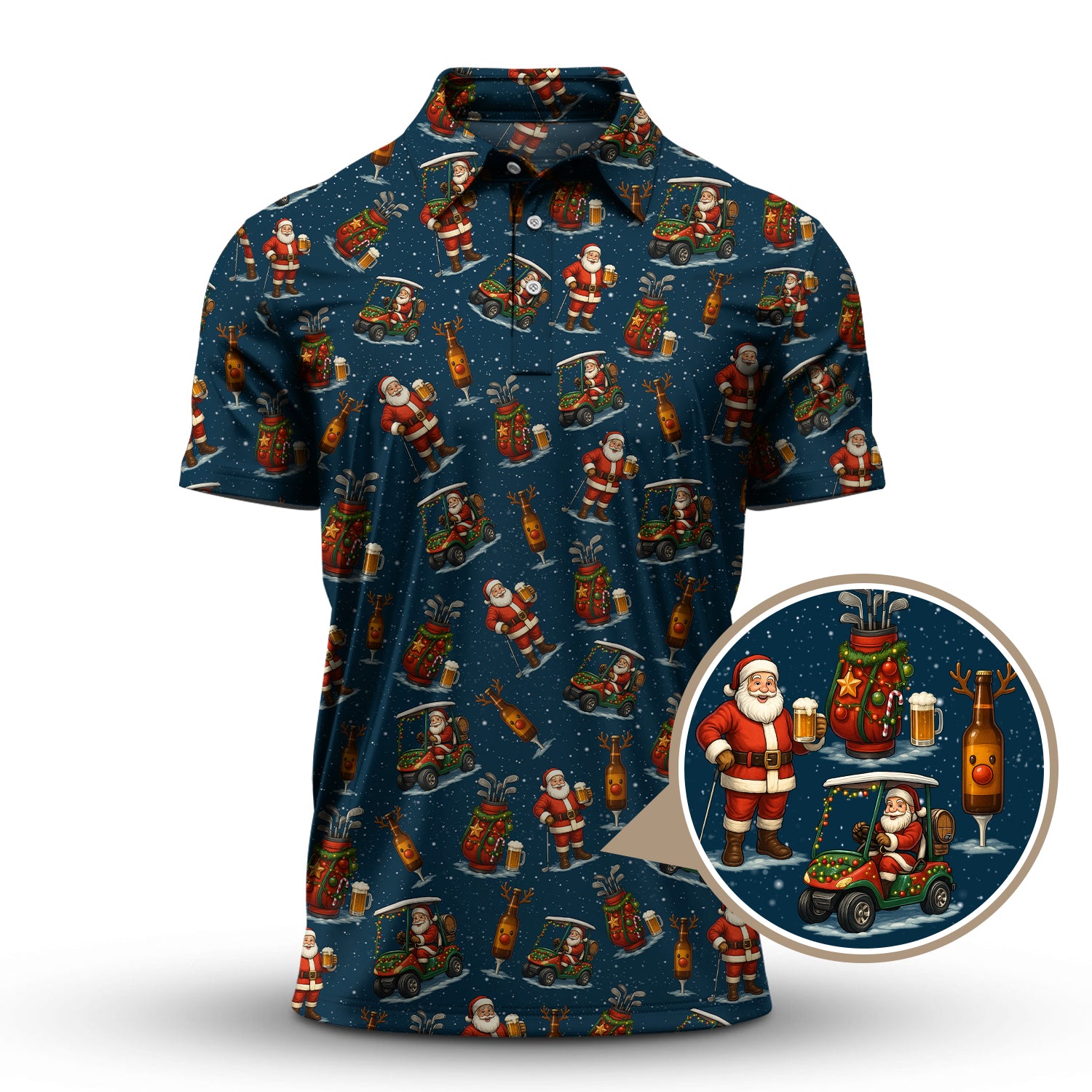 Pattern Golf Shirt, Christmas Golf Shirt, Funny Golf And Beer Shirt, Golf Gift For Men