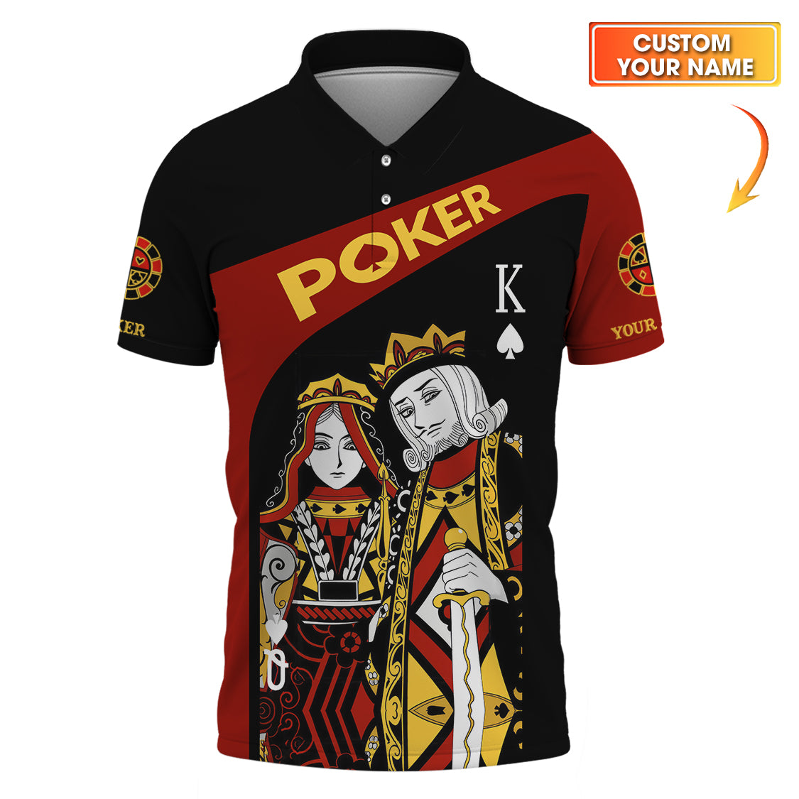 Custom Name King Of Spades Shirt, Poker Polos For Men, Funny Poker Shirts, Gifts For Poker Lovers