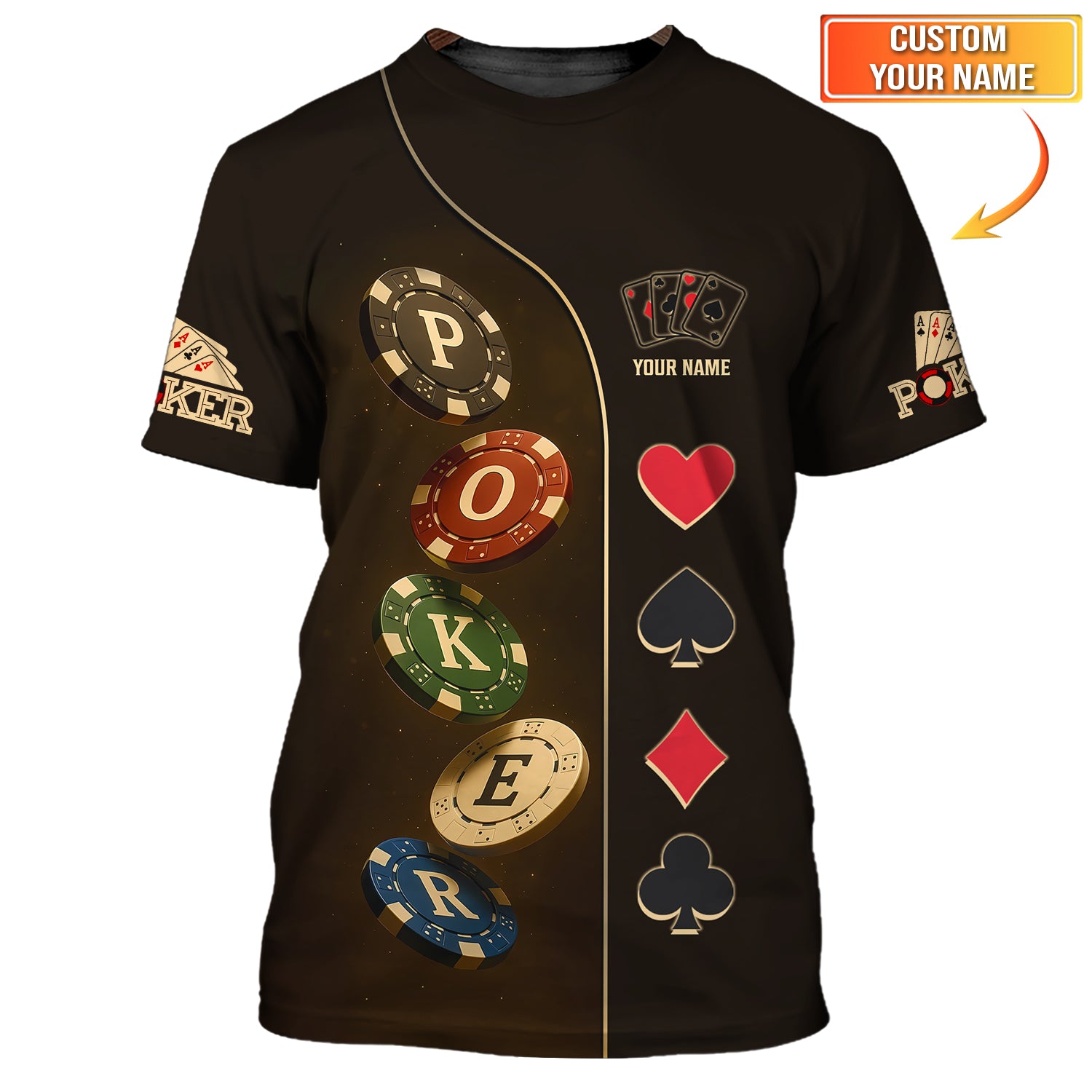 Custom Poker Shirt Dark Casino Chip Card Suit Tee for Men Gifts, Poker Dad Presents