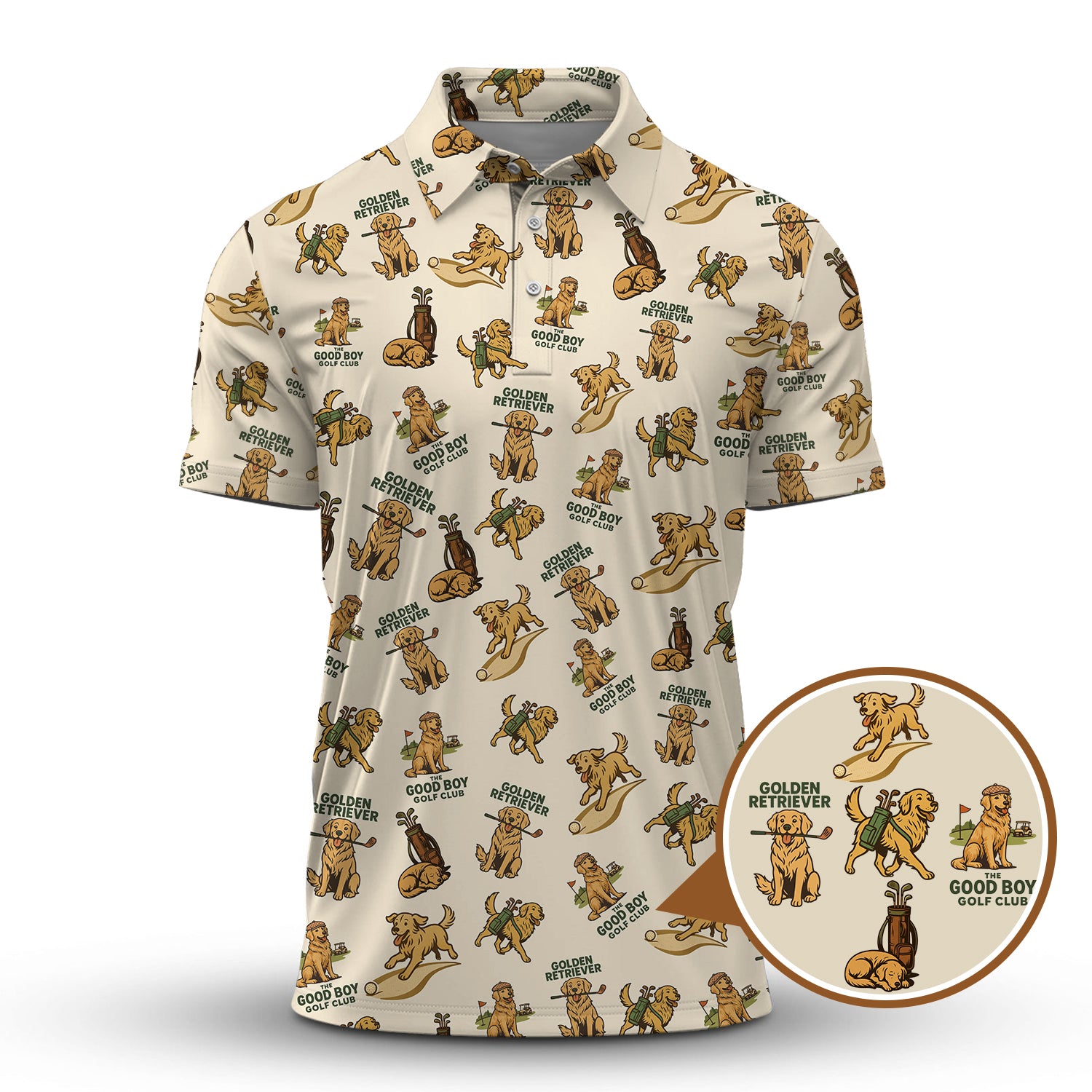 Golden Retriever Golf Shirts, Funny Golden Retriever Golf Shirt For Dog Lovers, Pattern Golf Polos