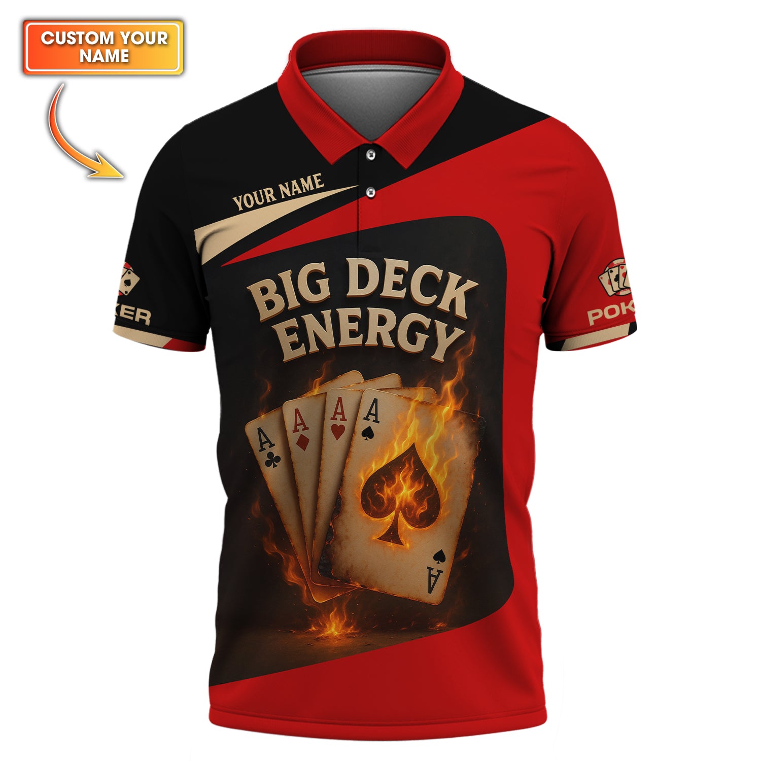 Big Deck Energy Poker Shirt, Funny Custom Polos For Poker Players, Gift For Pokers Lover