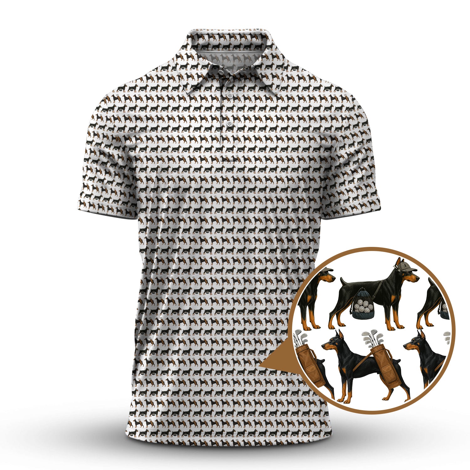 Pattern Golf Shirt For Men, Dog Golf Shirt, Crazy Golf Shirt For Golfers