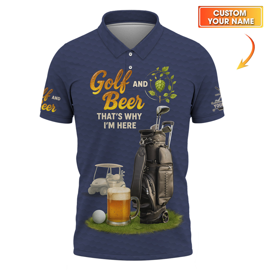 Custom Men's Golf Polos, Golf and Beer That’s Why I’m Here Shirt , Funny Golf Gift For Golfers