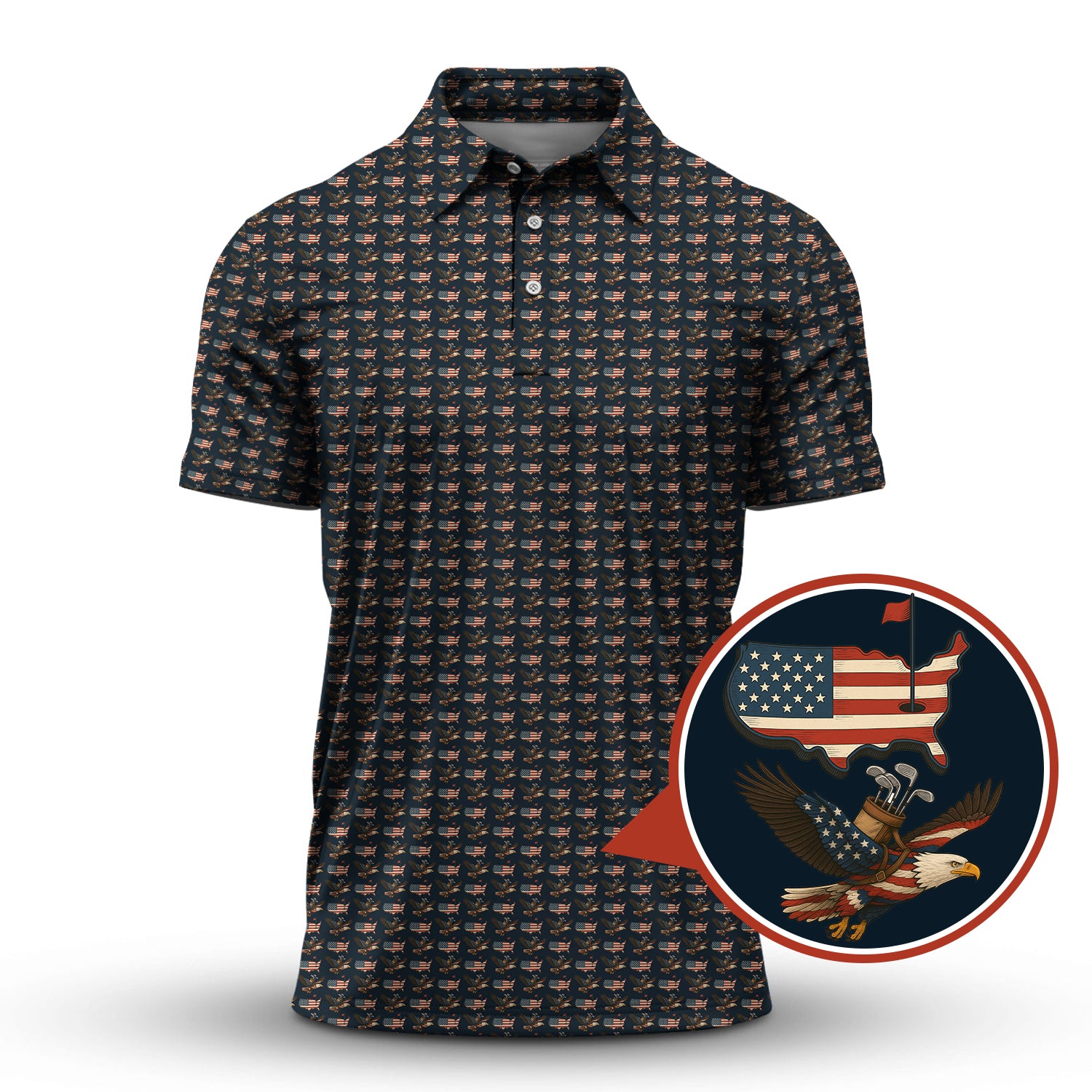 Pattern Golf Shirt For Men - America Golf Shirt For Golfers - Crazy Golf Shirt