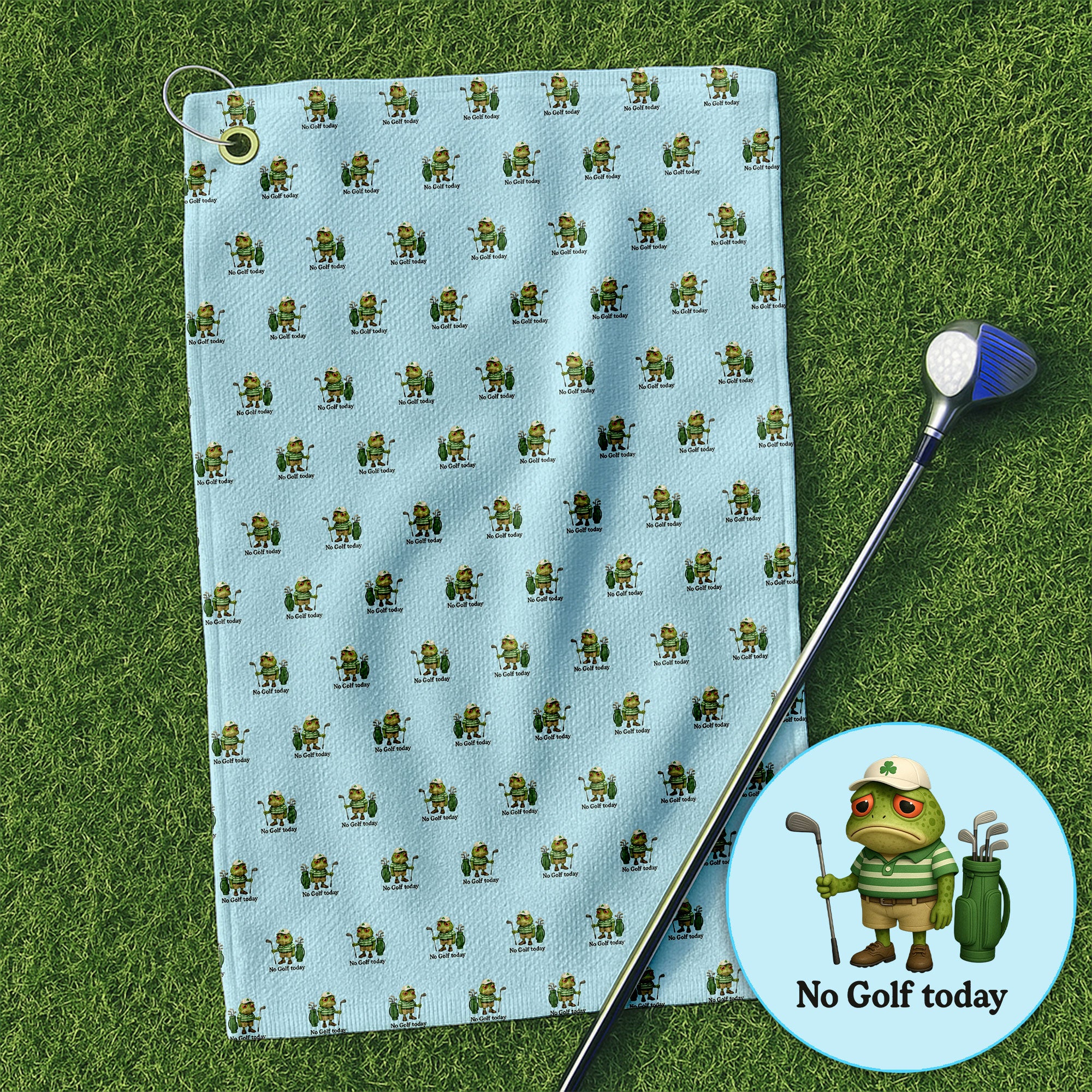 No Golf Today Pattern Golf Towel, Funny Frog Golf Towels For Men, Golf Gift For Golfer