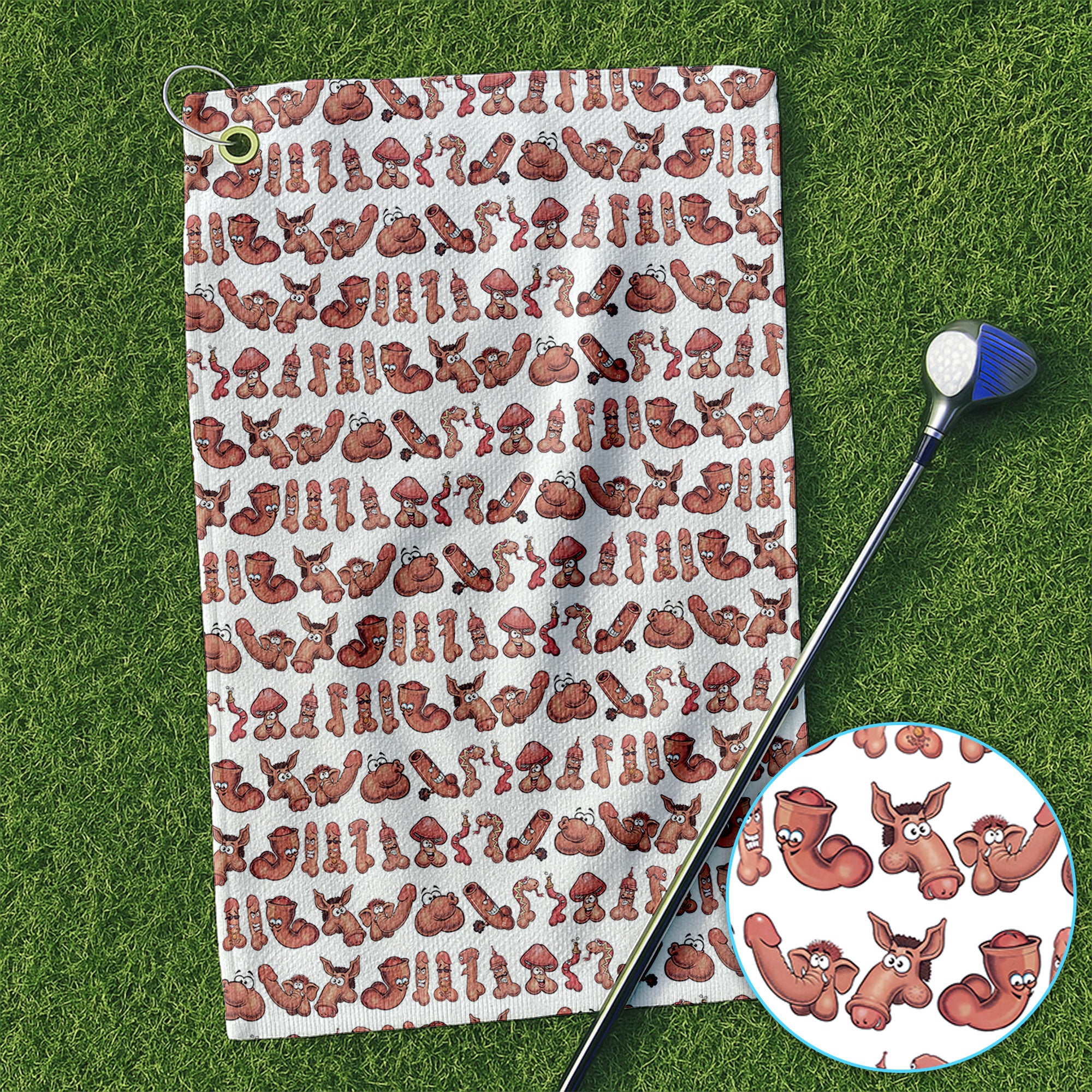 Playful Abstract Cartoon Pattern Golf Towel, Funny Golf Towels For Men, Golf Gift For Golfer
