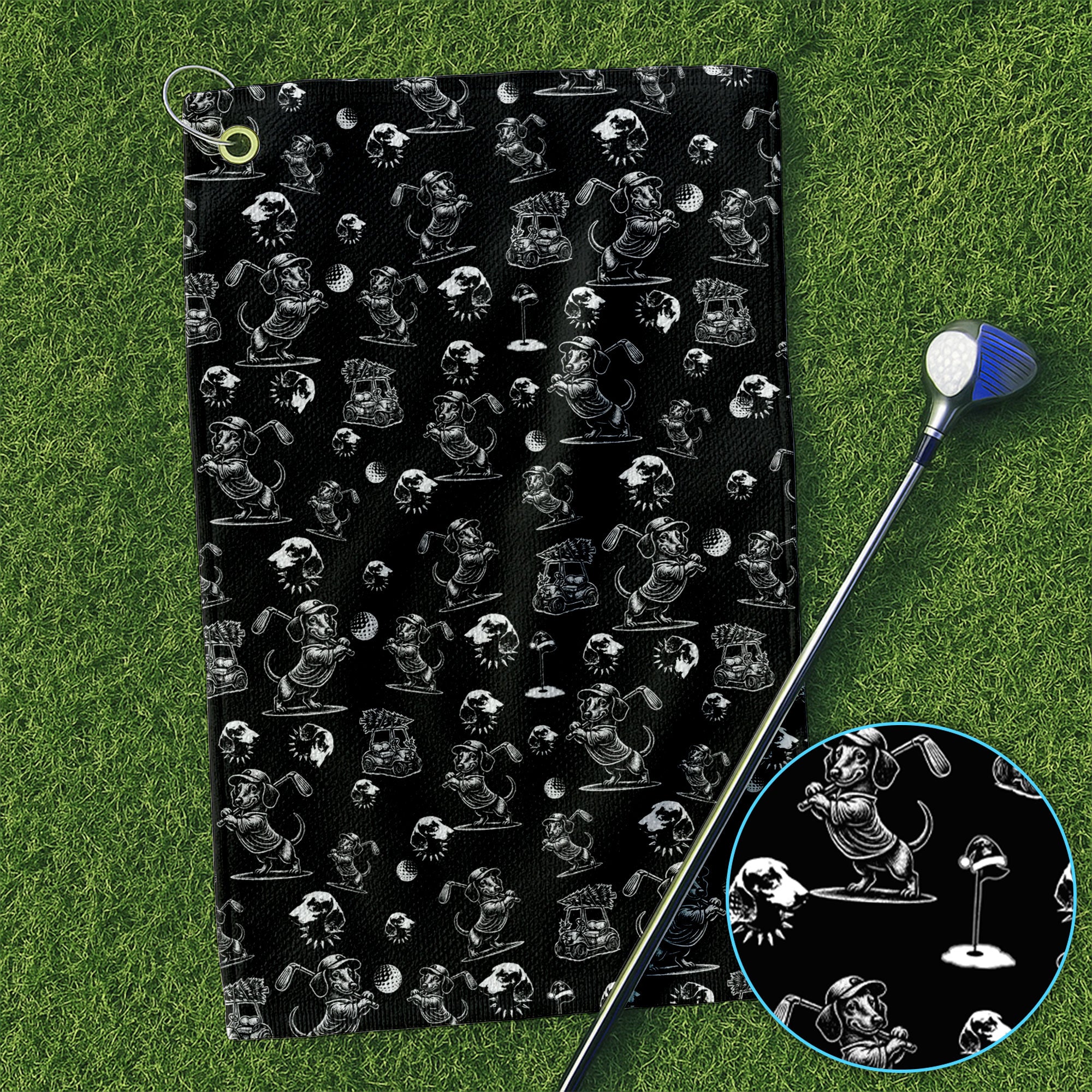 Dachshund Pattern Golf Towel For Men, Funny Golf Towels, Golf Gift For Golfer