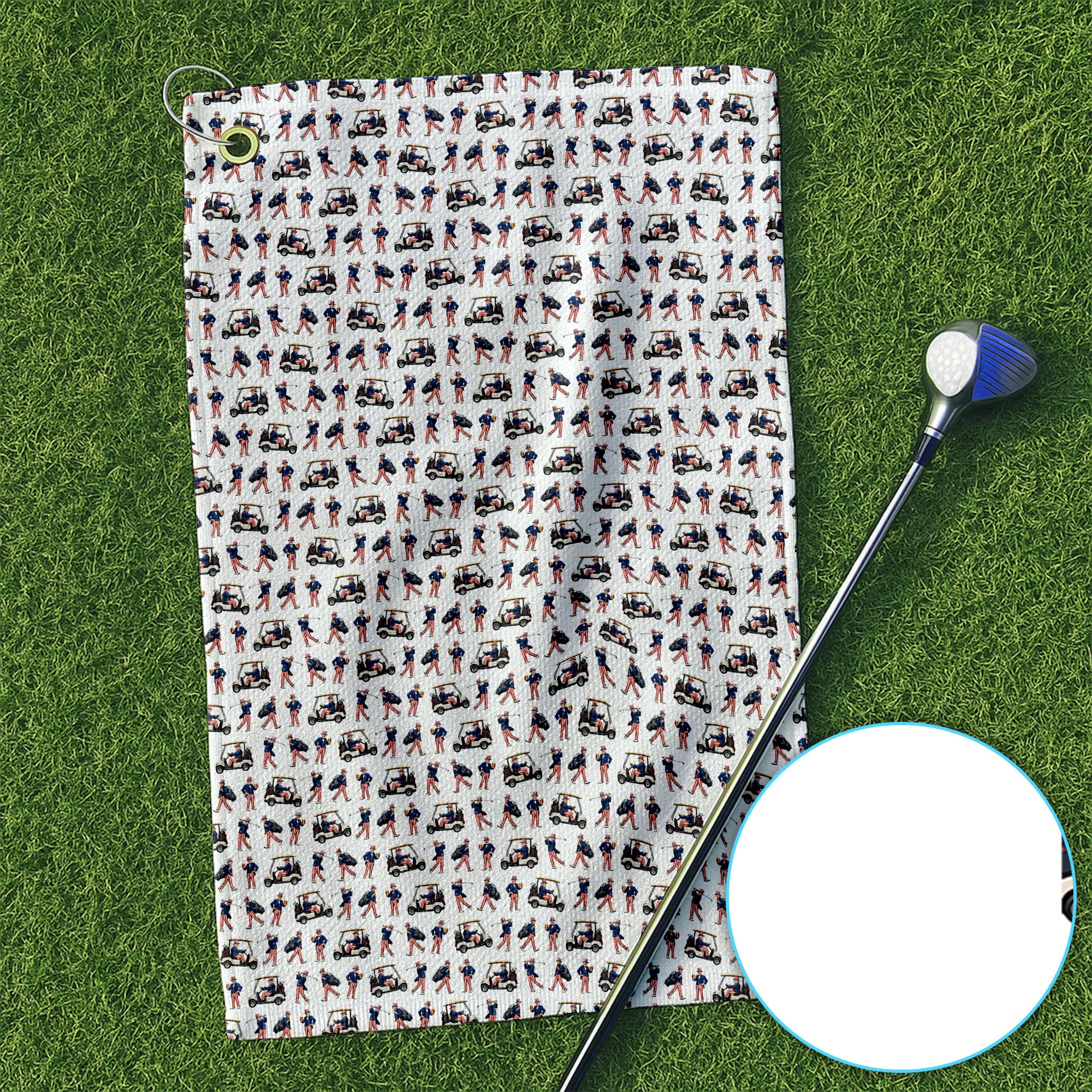 Uncle Sam Seamless Pattern Golf Towel, Funny Golf Towels, Golf Gift For Men