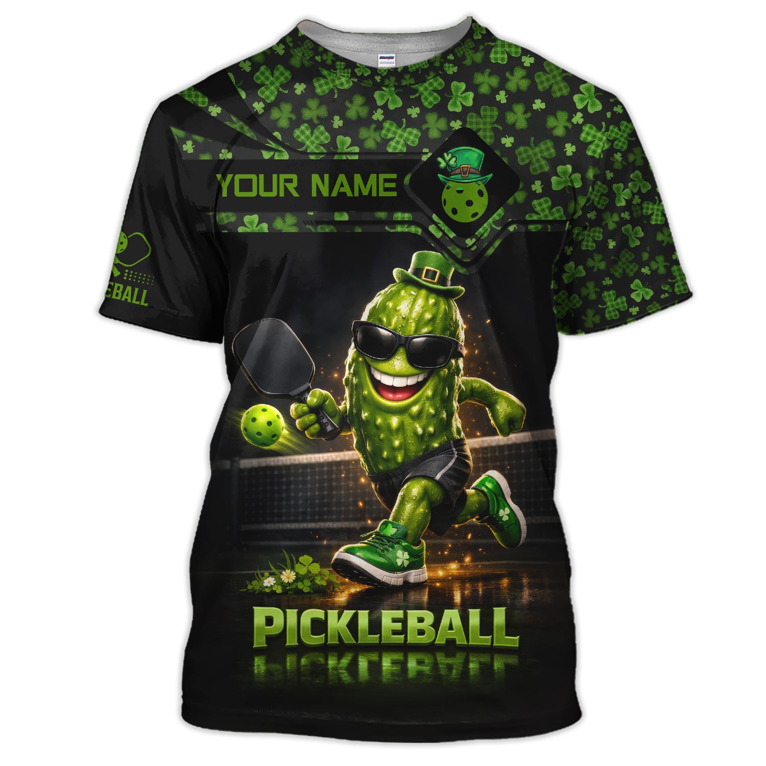 Personalized Pickleball Shirt, Funny Leprechaun St Patrick Pickleball Custom Name Shirt, Gift For Pickleball Players