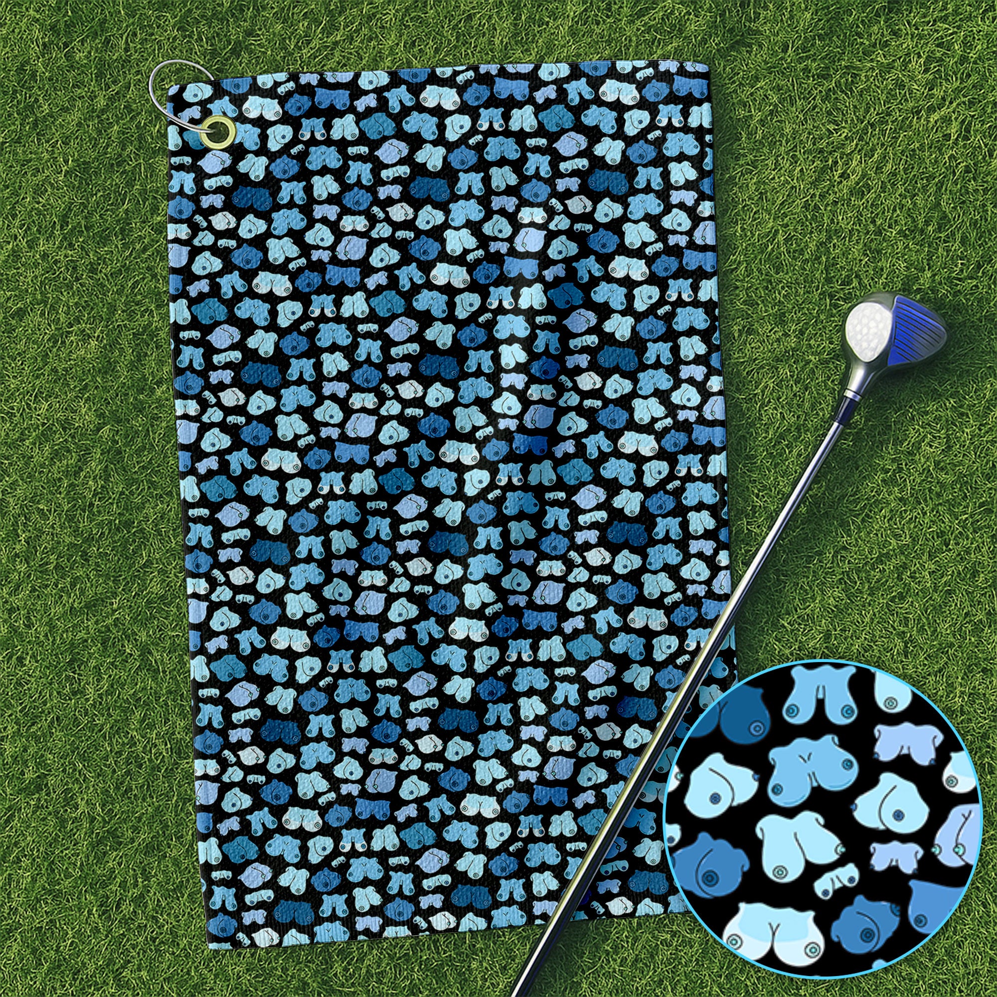 Funny Dirty Black Blue Seamless Pattern Golf Towel, Funny Golf Towels, Golf Gift For Men