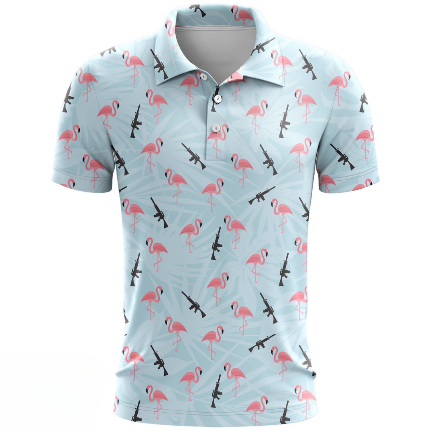 Armed Flamingos Golf Polo Shirt, 4th Of July Mens Golf Gift