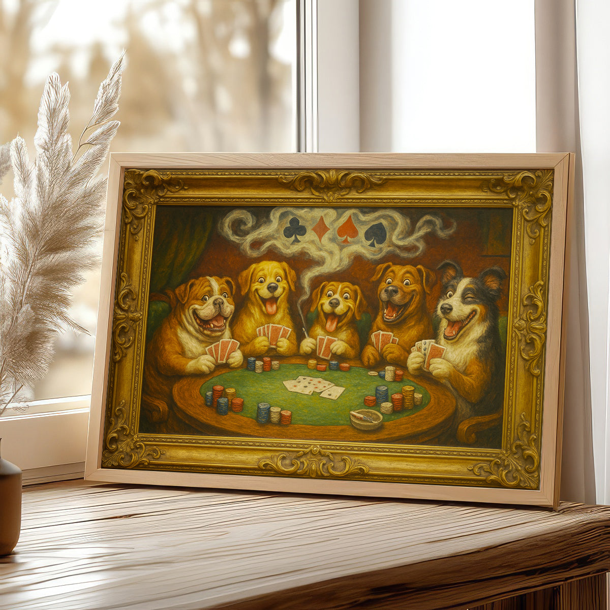Dogs Playing Poker Poster, Poker Wall Art, Vintage Poker Canvas