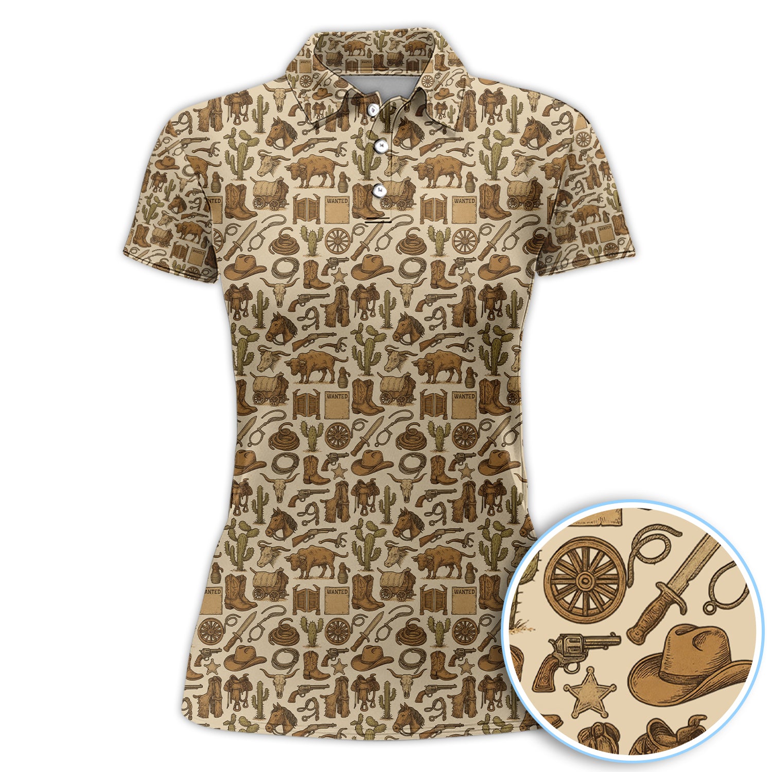 Classic Western Cowboy Rodeo Print Shirt, Cowboy Style Shirt For Women, Golf Gift For Golfer