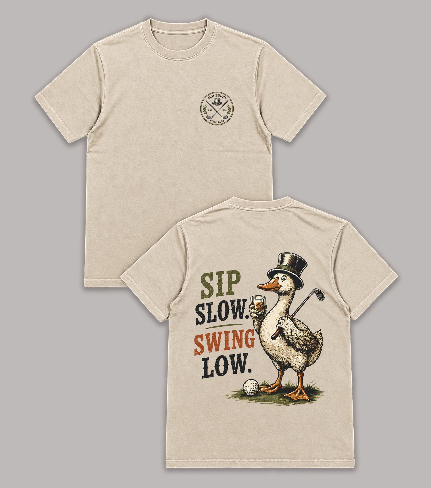 Sip Slow Swing Low Duck Golf T-Shirt