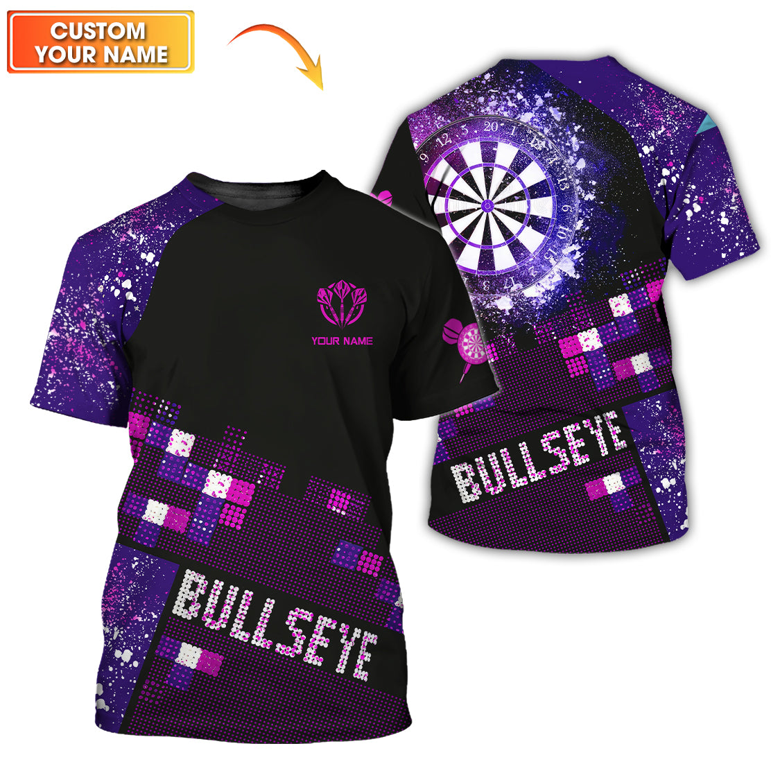Custom Name Dart Jersey,  Purple Dart Shirt for Players, Personalized Darts Outfit for Dart Lovers