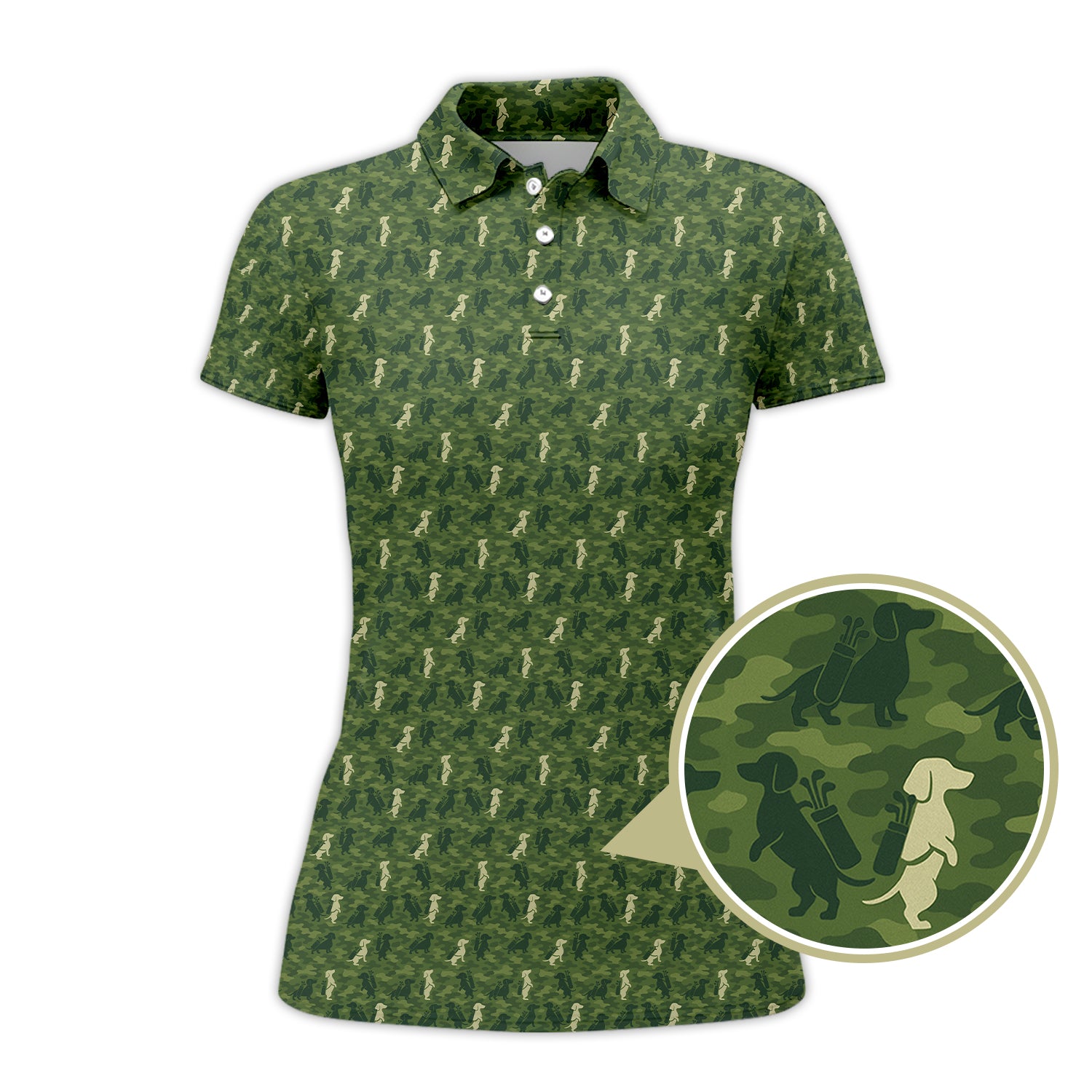 Dachshund Golf Shirt For Golfer, Funny Camo Dog Pattern Golf Shirt, Crazy Golf Shirt For Women