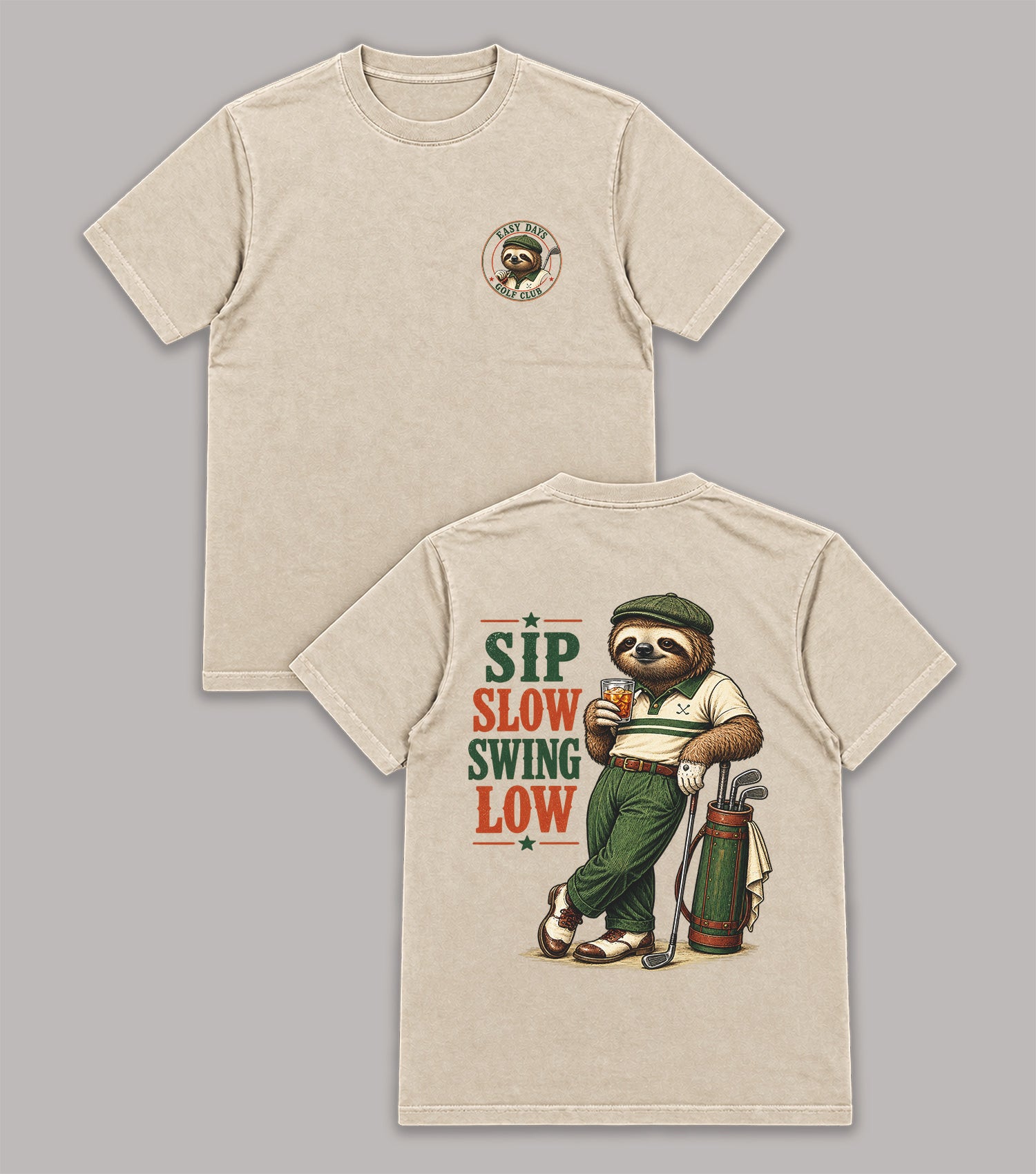 Sip Slow Swing Low Sloth Golf T-Shirt