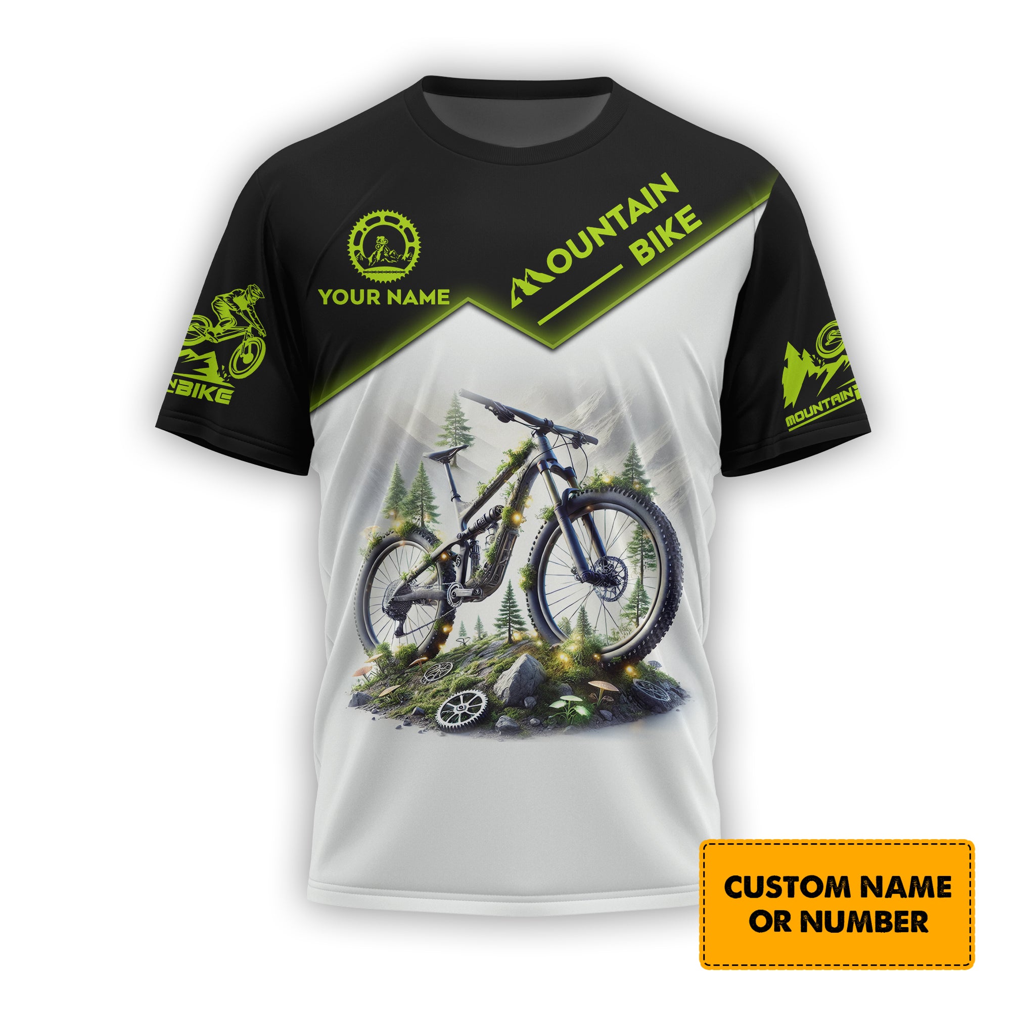 Custom Name Mountain Bike 3D T-Shirt, MTB Polo Shirt, Lightweight Sportswear, Personalized MTB Apparel, Gift for Cyclists
