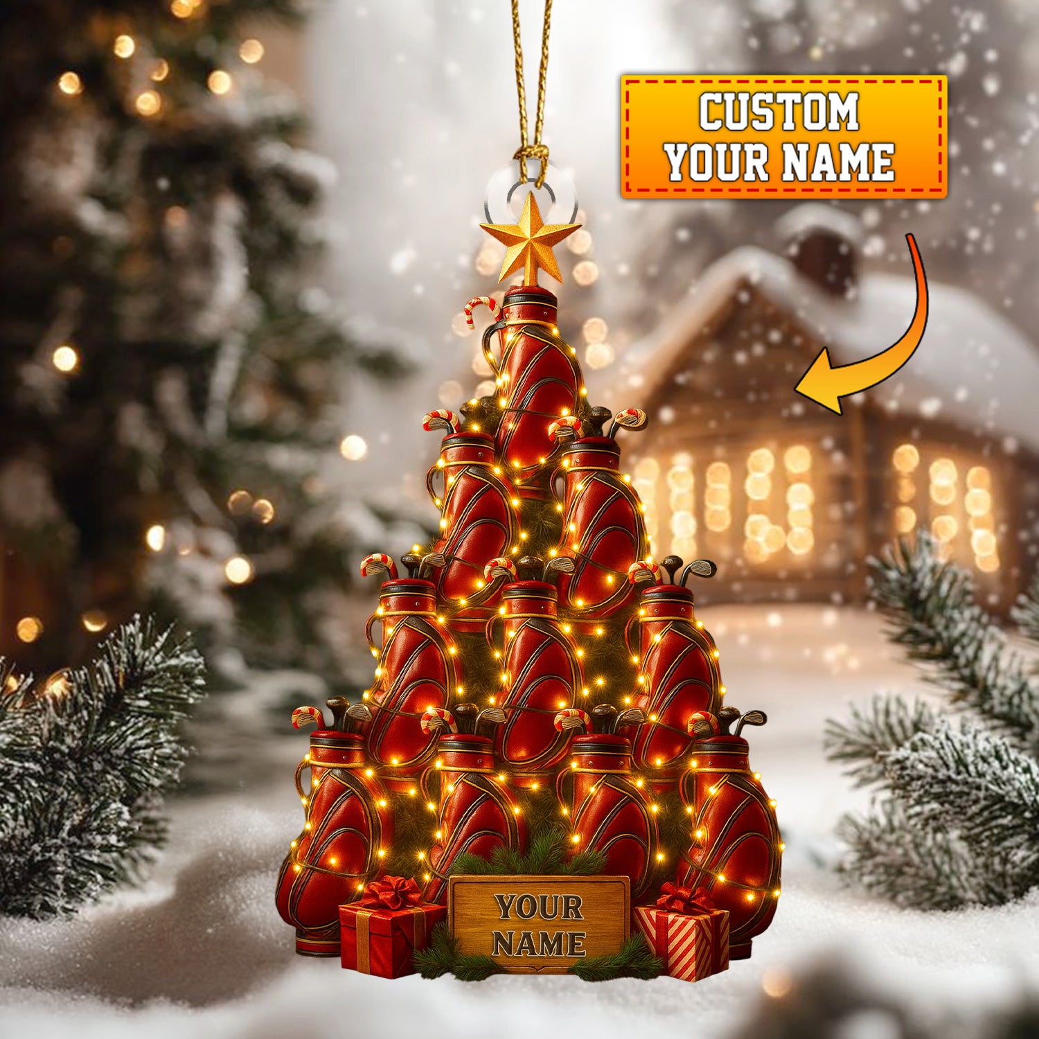 Personalized Golf Christmas Tree Ornament, Custom Name Festive Holiday Decor, Unique Xmas Gift For Golfer