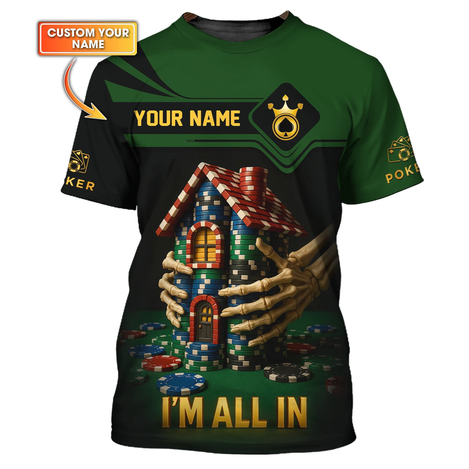 I Am All In Poker Chip Shirts for Men, Custom Casino Poker T Shirts, Gifts for Poker Players