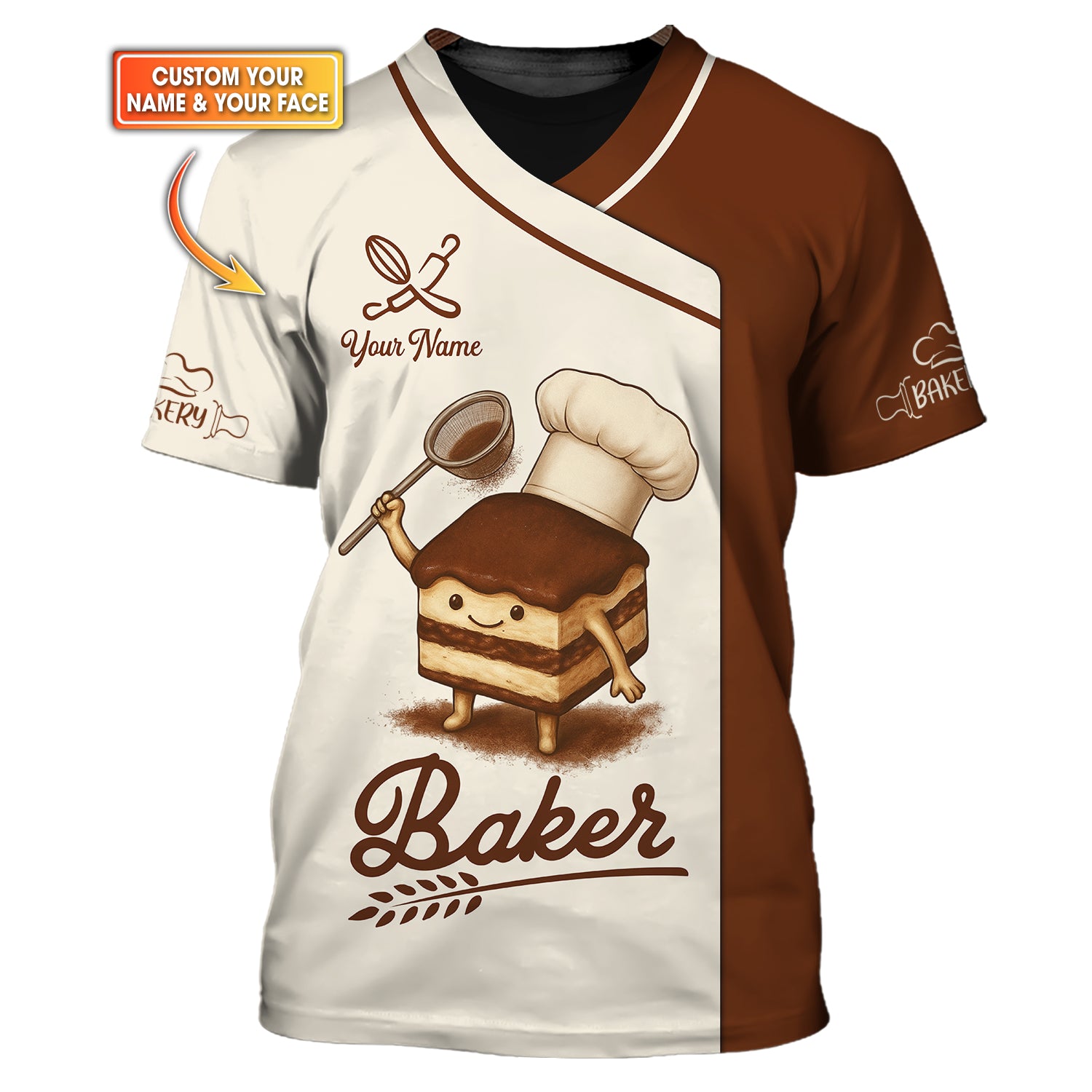 Baker Uniform With Custom Name, Personalized Baker Shirt, Gift for Sweets Lover