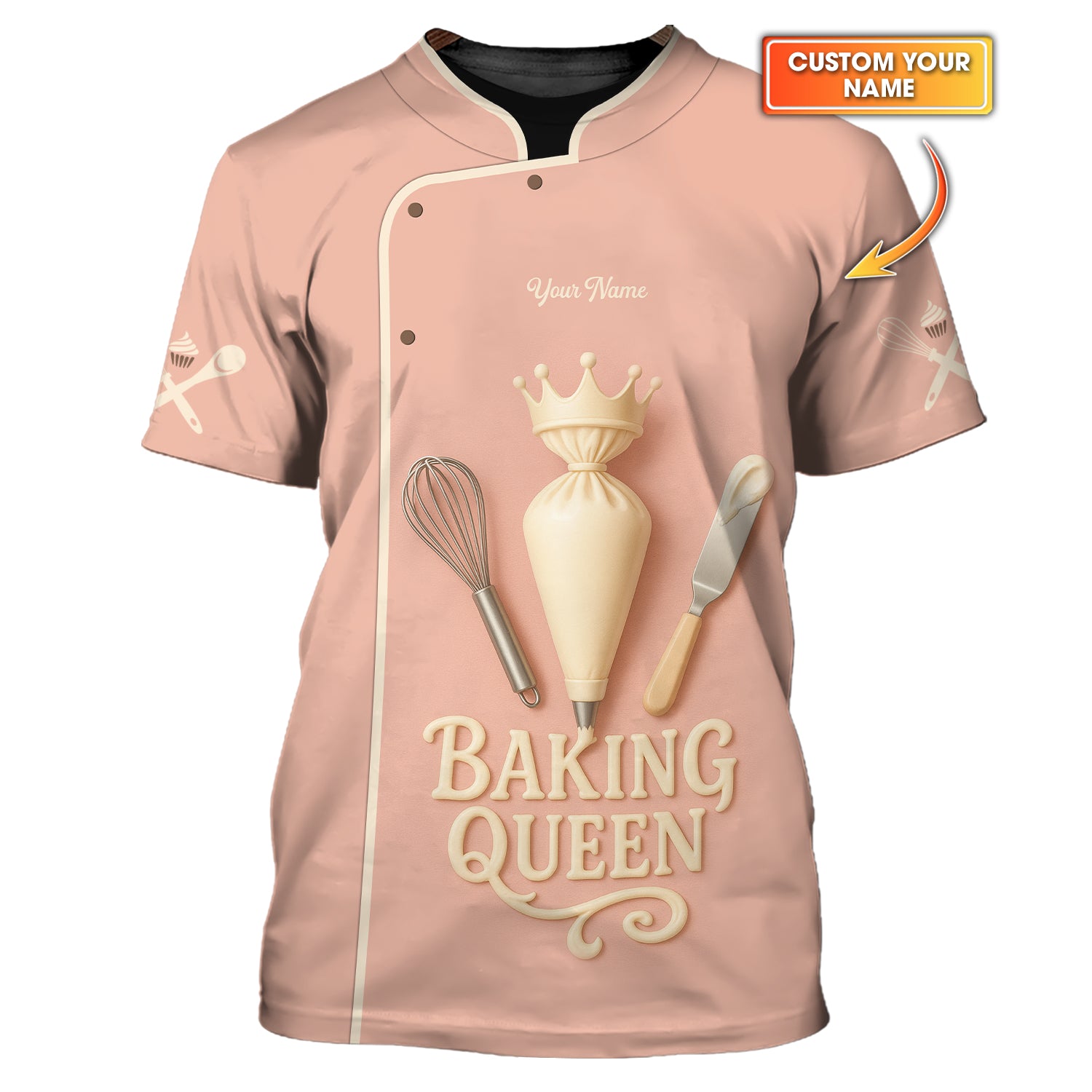 Personalized Baking Queen Shirt - Custom Name Baker Uniform For Women - Gift For Baker Lovers