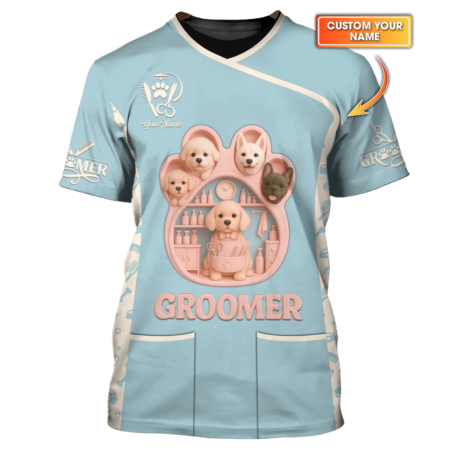 Personalized Groomer T-Shirt, Dog Grooming Shirts For Women, Gift For Pet Lover