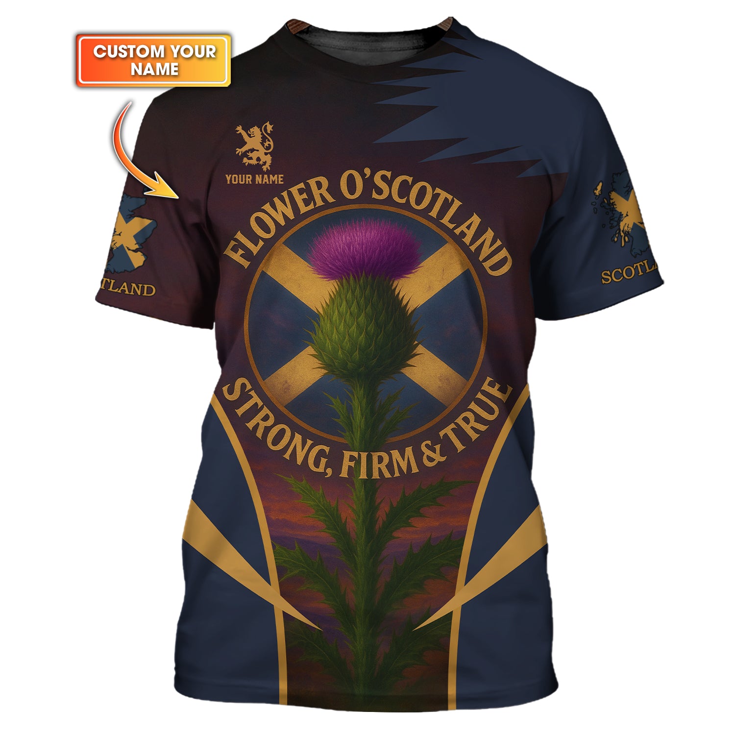 Personalized Scotland Shirt, Flower O' Scotland - Strong, Firm & True Shirt, Gift For Scottish Pride