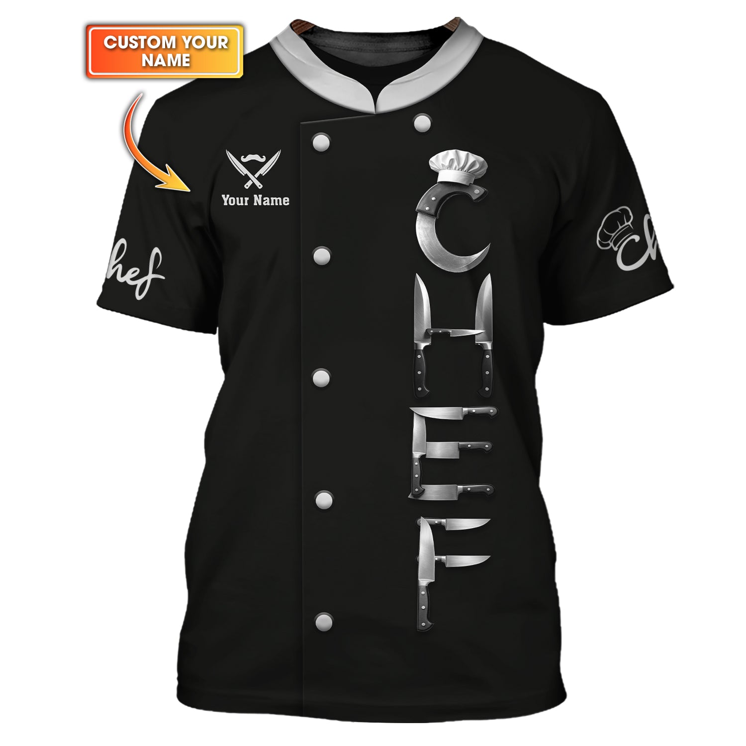 Personalized Chef Shirt And Knife Chef, Chef Uniform For Cooking Lovers, Gifts for Chefs