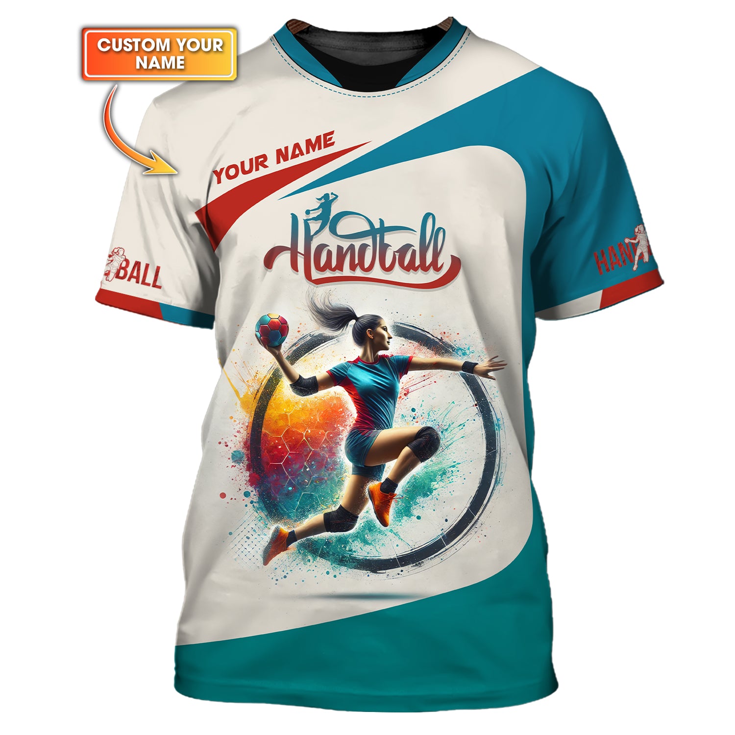 Custom Name Handball Women Player T-Shirt 3D Design, Handball Shirt, Lightweight Sportswear, Gift For Sports Fan