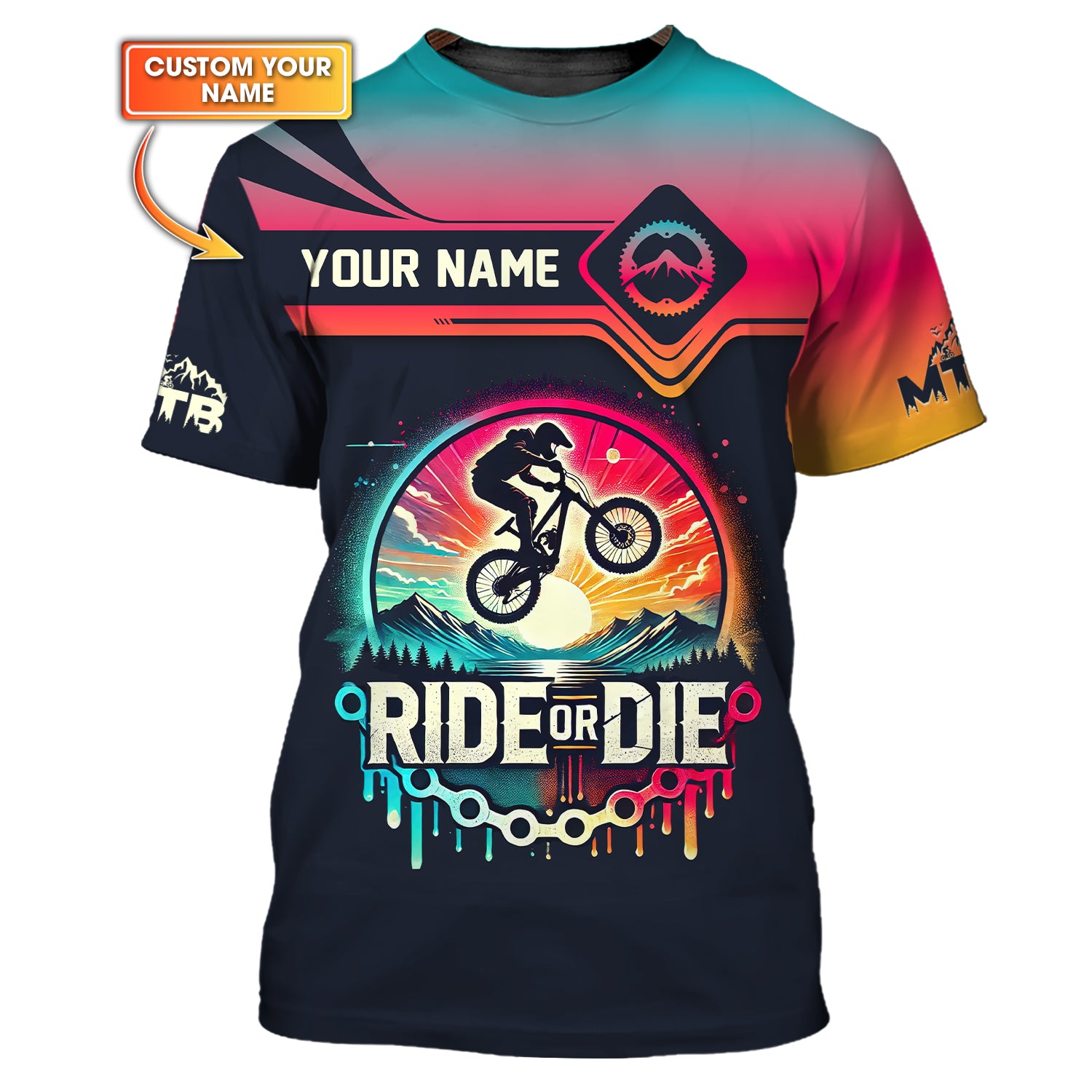 Custom Mountain Bike Jersey Ride or Die, MTB Cycling Shirts, Presents For Cyclists
