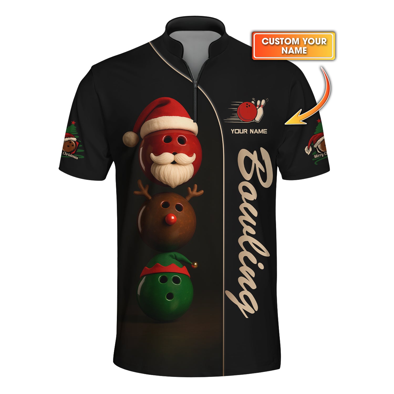 Personalized Bowling Christmas Shirt,  Bowling Jersey With Custom Name , Bowling Shirt For Men
