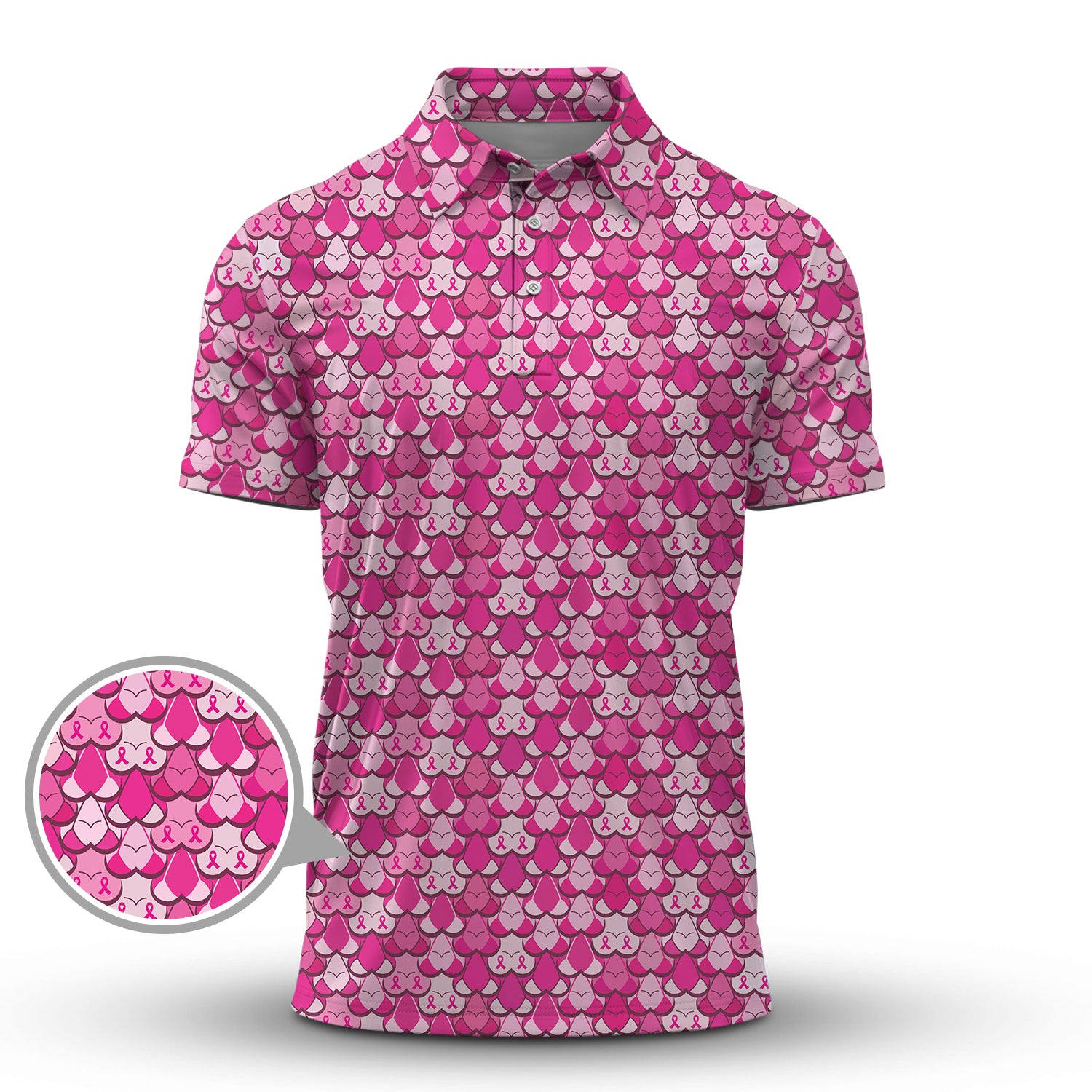 American Tatas Funny Golf Shirt, Pattern Golf Polos For Women,Breast Cancer Golf Shirt For Golfers