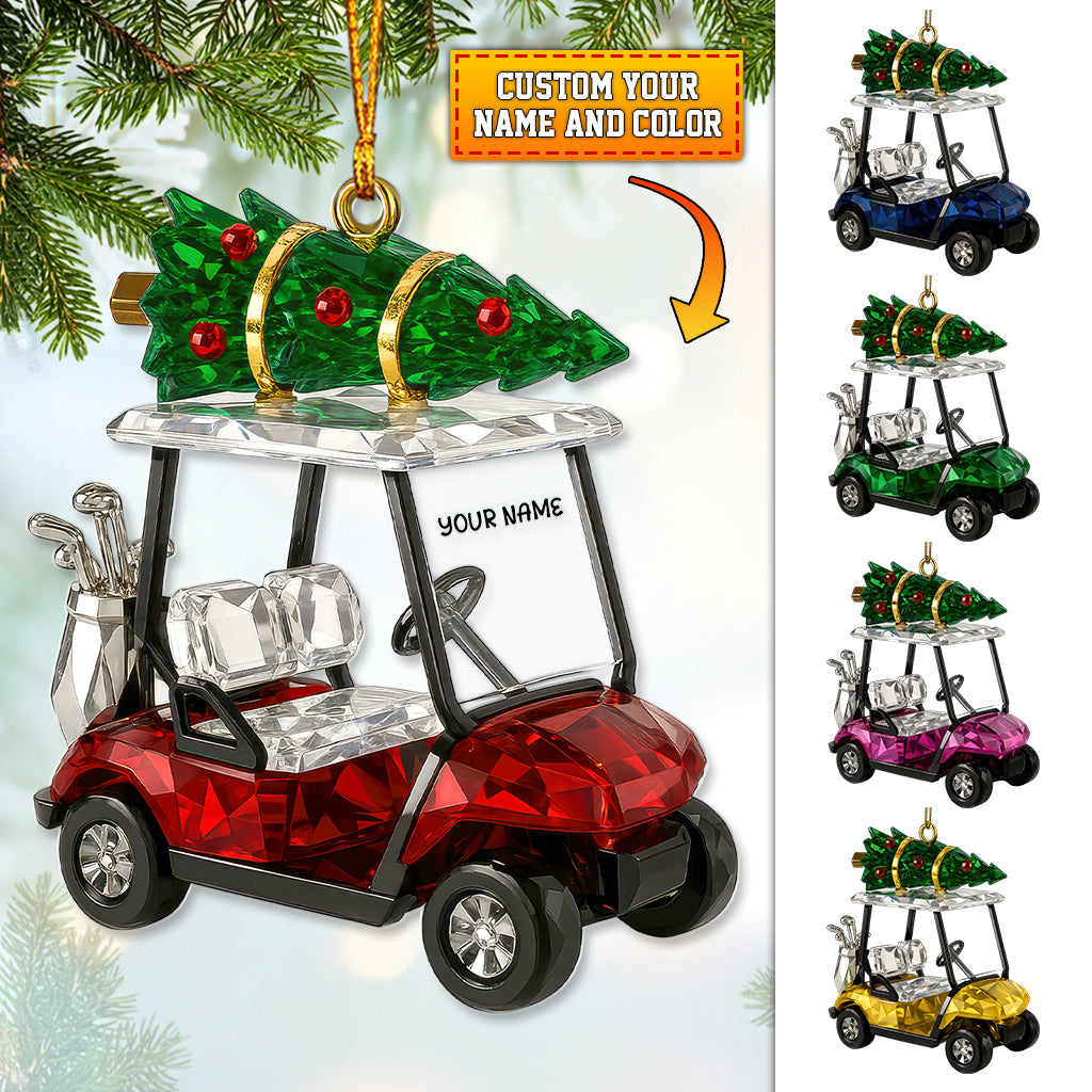 Personalized Golf Cart Christmas Ornament – Custom Name Holiday Golf Decor – Xmas Gift For Golfers