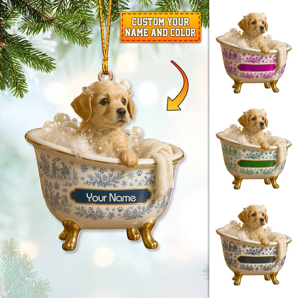Personalized Groomer Christmas Ornament – Custom Name Dog Ornament - Cute Toile De Jouy Groomer Holiday Decor for Pet Lovers