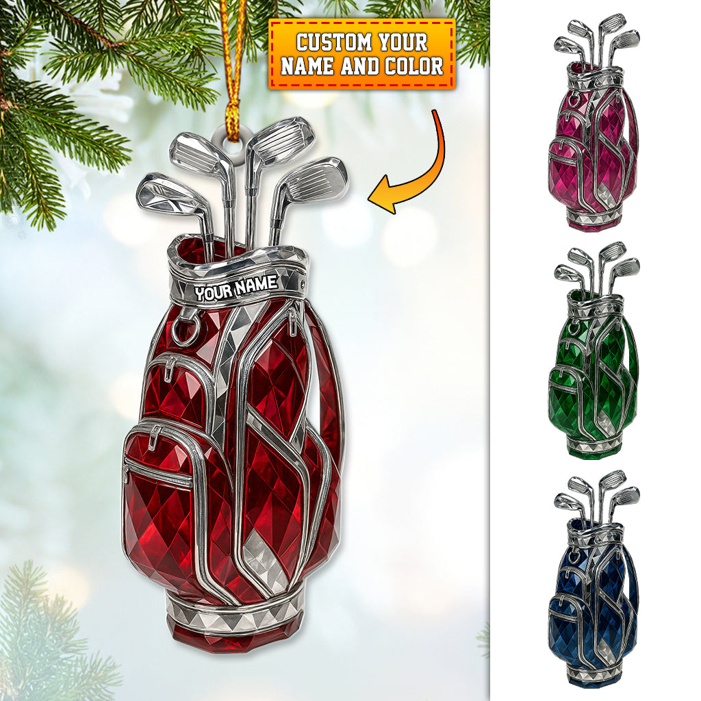 Personalized Golf Bag Christmas Ornament – Custom Name Holiday Golf Decor – Xmas Gift for Golfers