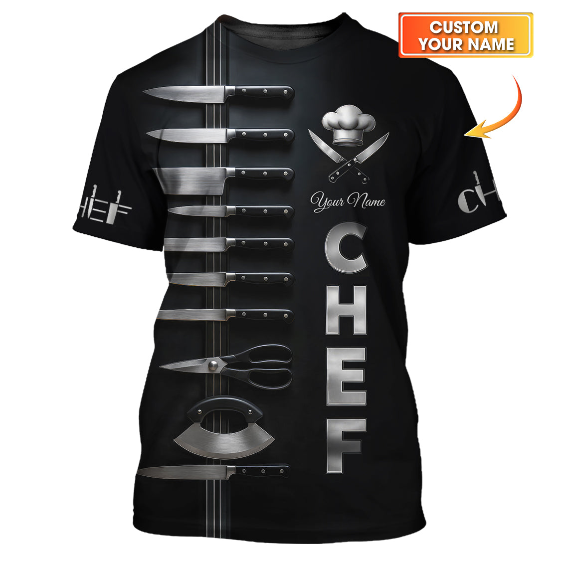 Professional Kitchen Knife Cooking Shirt For Chefs, Custom Name Chef Uniform, Personalized Chef Shirt