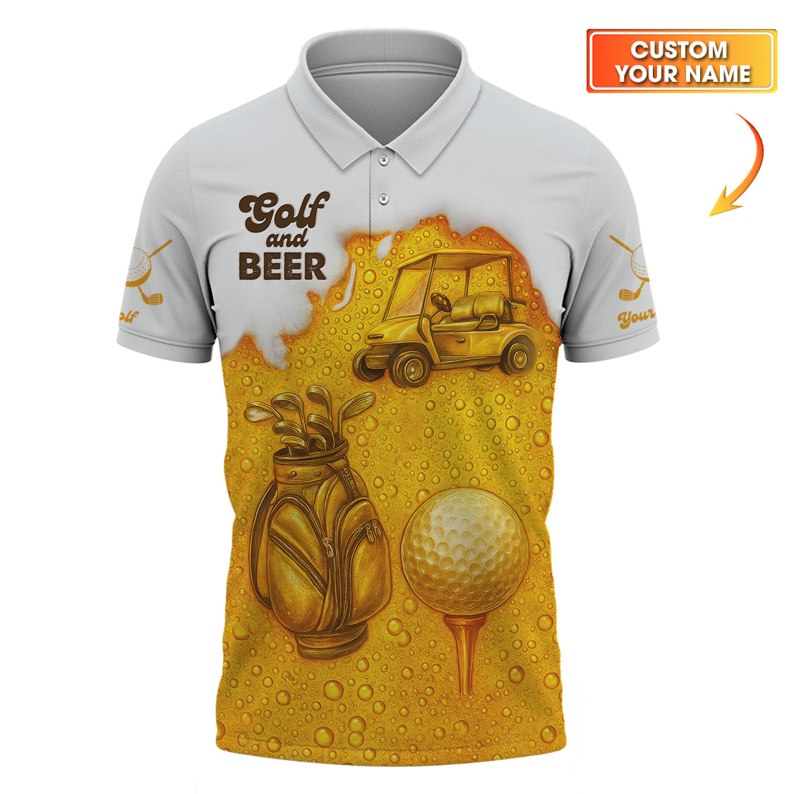 Personalized Golf Shirt, Golf And Beer Shirt For Golfer, Crazy Golf Shirt For Beer Lover, Golf Gift For Men