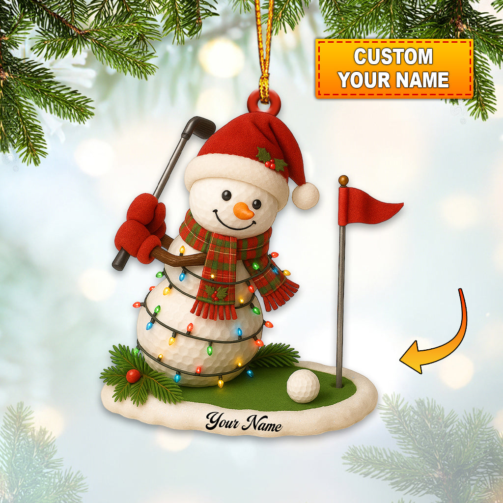 Personalized Snowman Golf Ornament, Custom Name Golfer Christmas Ornament, Funny Golf Decor Gift For Men, Holiday Snowman Tree Decoration