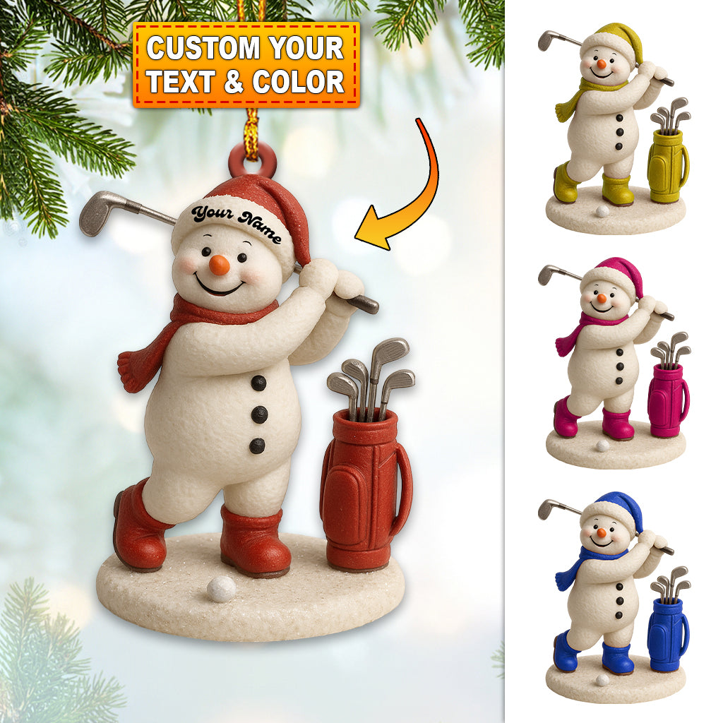 Personalized Snowman Golf Christmas Ornament – Custom Name Holiday Decor for Golf Lovers, Cute Xmas Gift for Golfers