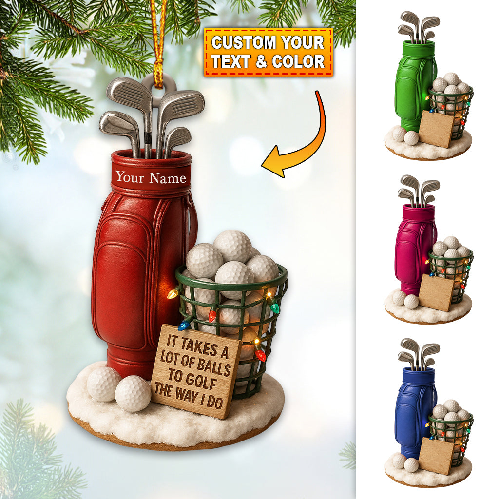 Custom Name Golf Ornament – Funny Golf Bag and Ball Christmas Decoration, Personalized Golfer Xmas Gift for Men, Golf Ornament and Golf Decor for Tree