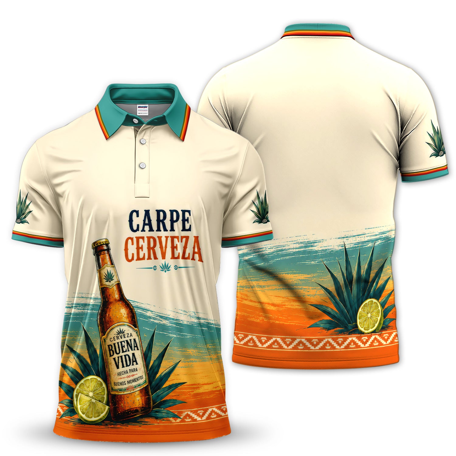 Mexican Beer Polo Shirt for Men – Carpe Cerveza Retro Fiesta Party Shirt