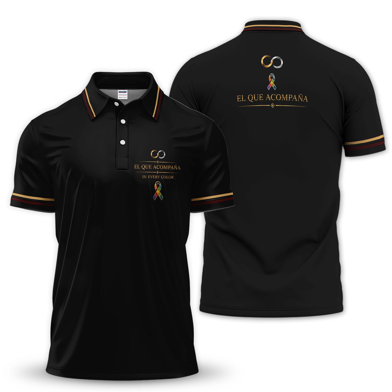 Autism Awareness Polo Shirt for Men – El Que Acompaña Infinity Ribbon Support Shirt